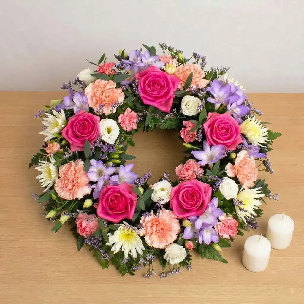 Sympathy Pink and Lilac Wreath