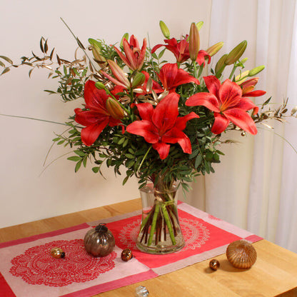 Festive Red Lilies
