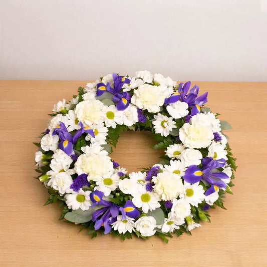 Sympathy Blue and White Wreath