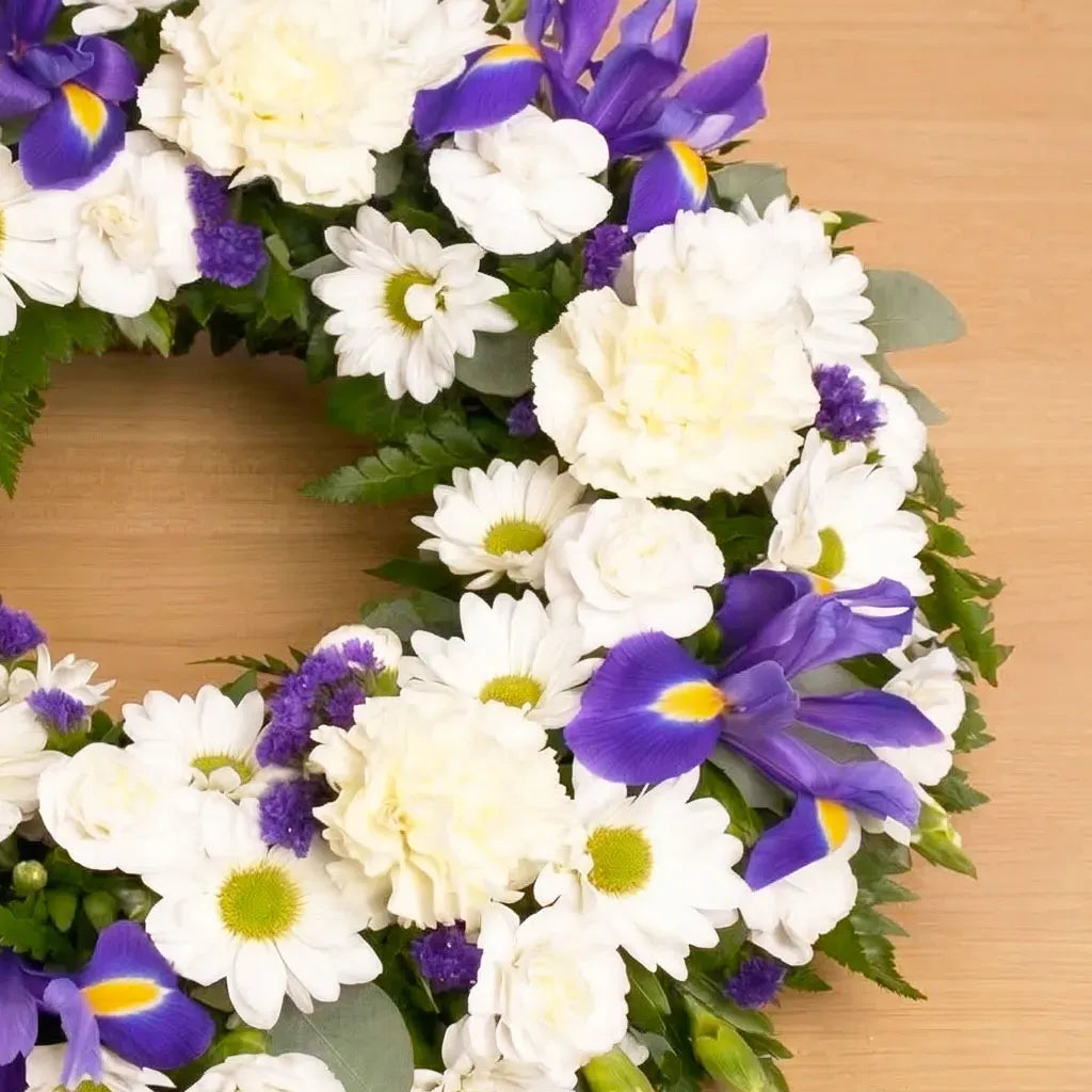 Sympathy Blue and White Wreath