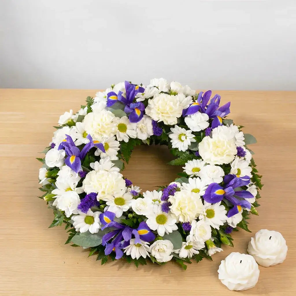 Sympathy Blue and White Wreath