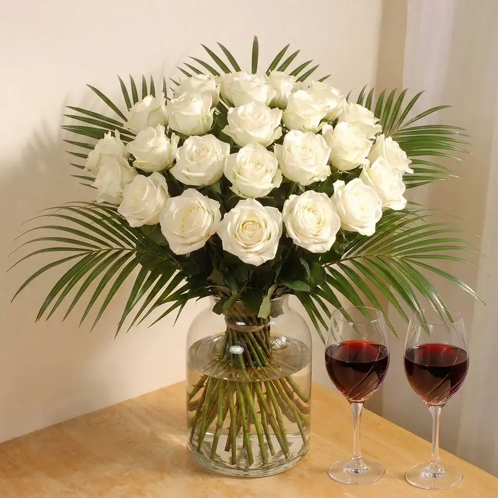 Luxury Two Dozen White Roses