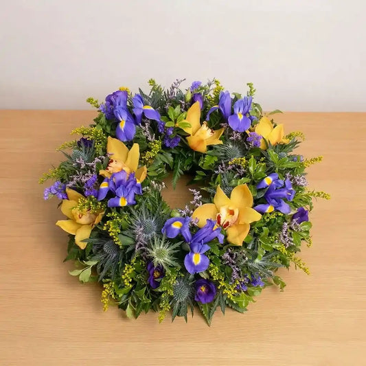Sympathy Orchid and Iris Wreath