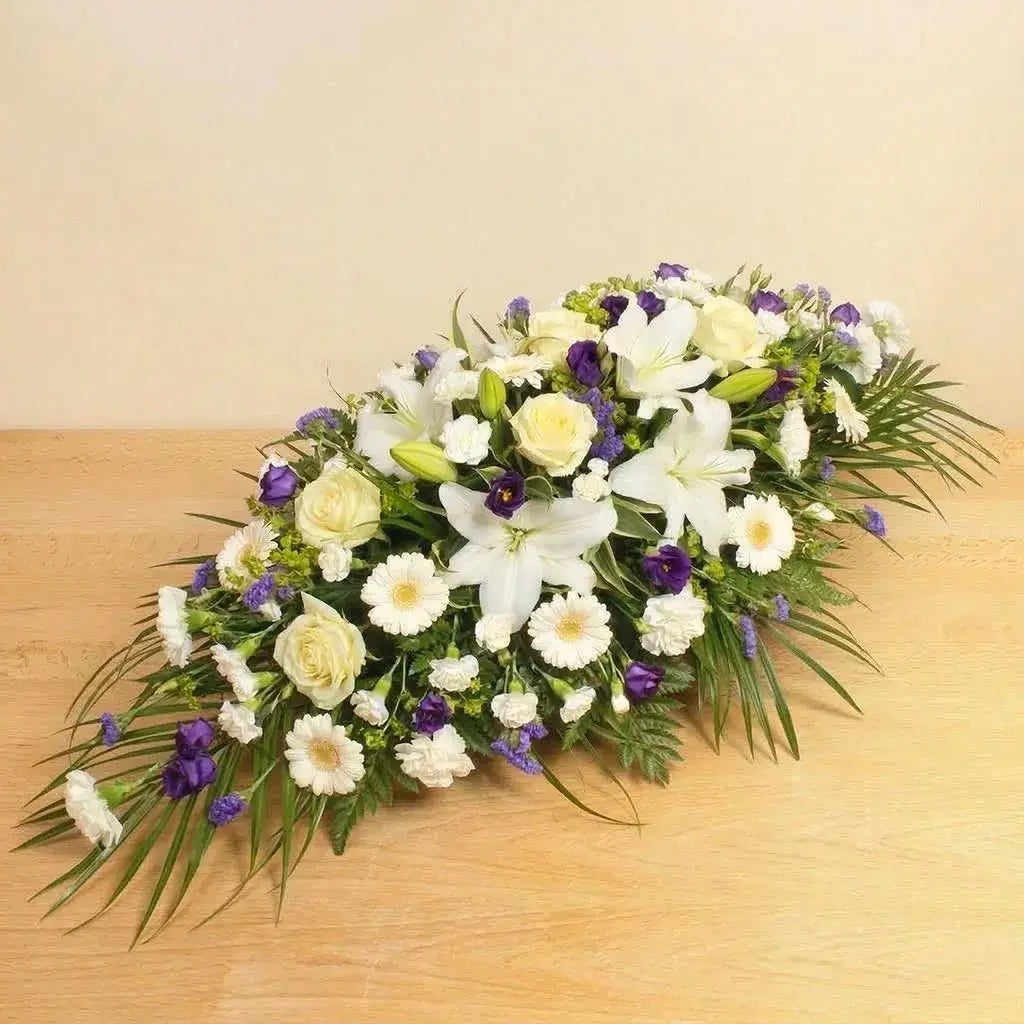 Sympathy Blue and White Coffin Spray