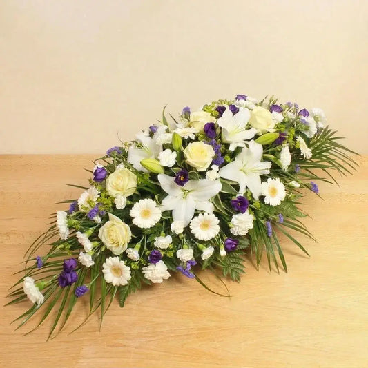 Sympathy Blue and White Coffin Spray