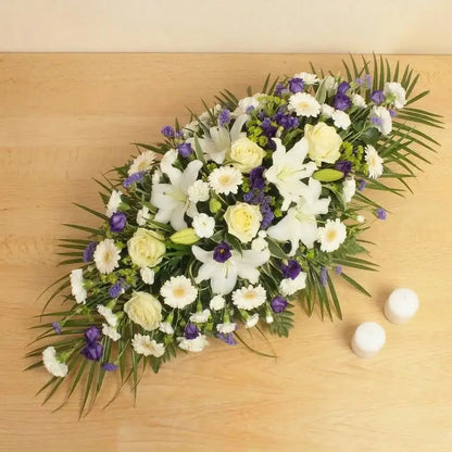 Sympathy Blue and White Coffin Spray