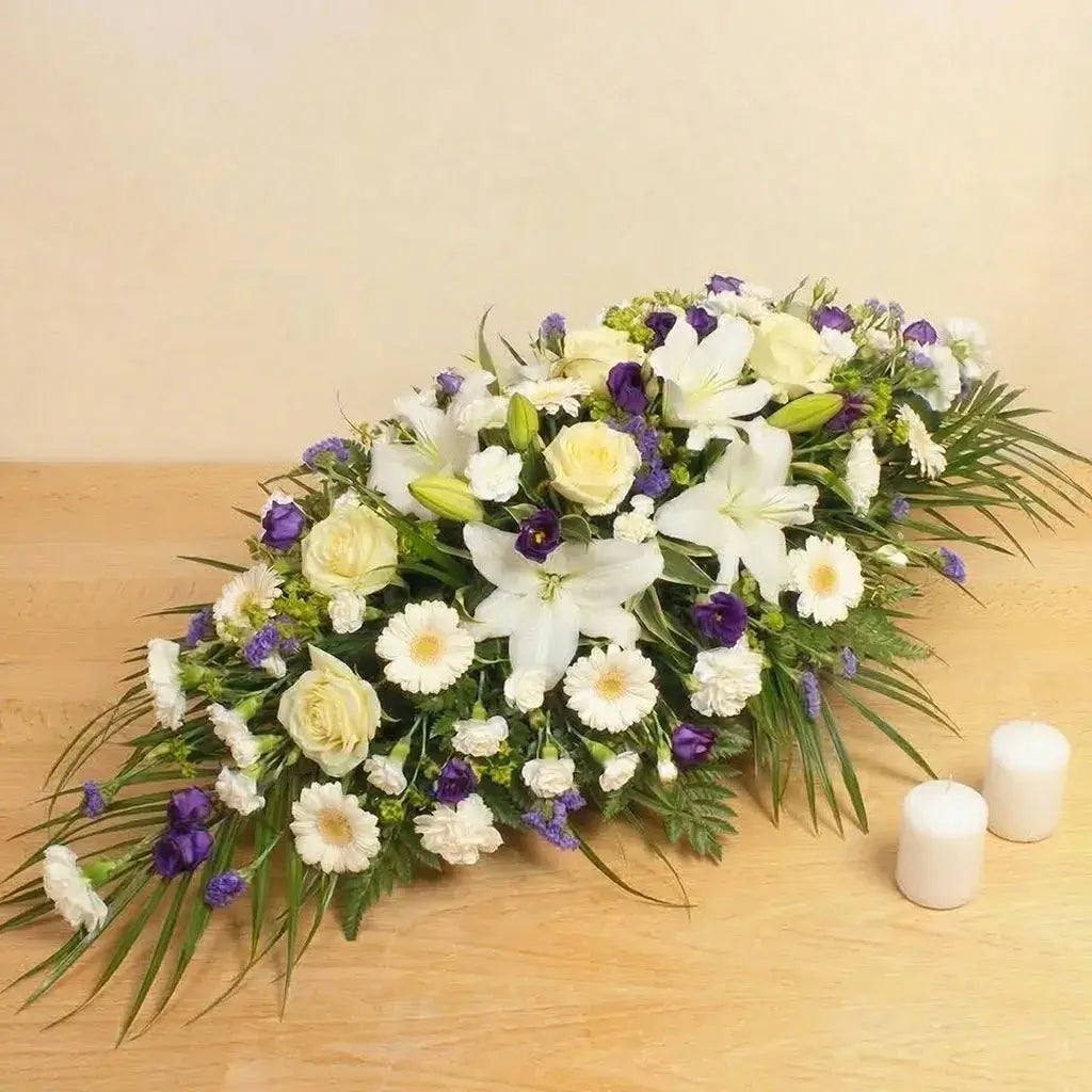 Sympathy Blue and White Coffin Spray