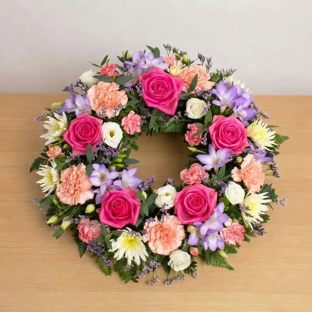Sympathy Pink and Lilac Wreath