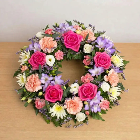 Sympathy Pink and Lilac Wreath
