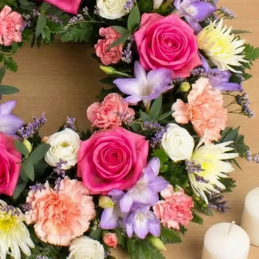 Sympathy Pink and Lilac Wreath