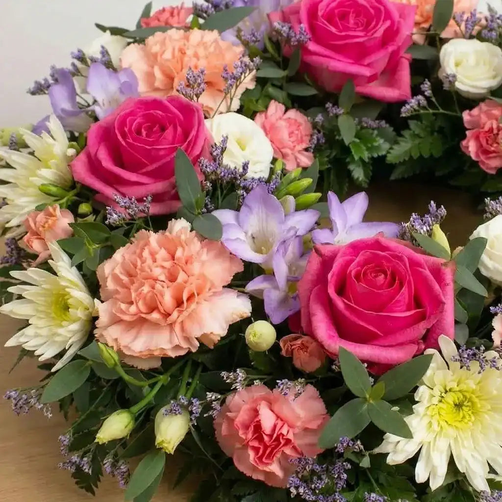 Sympathy Pink and Lilac Wreath
