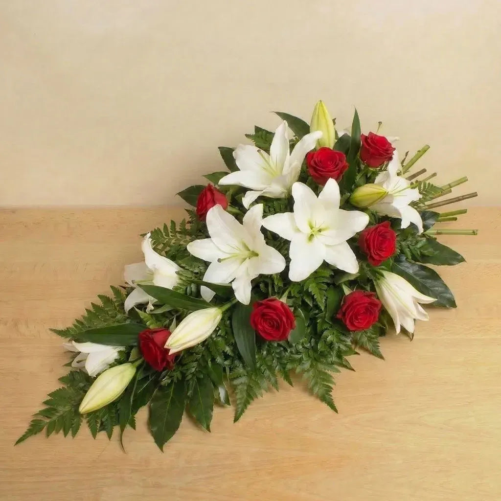 Sympathy Red Rose and Lily Spray