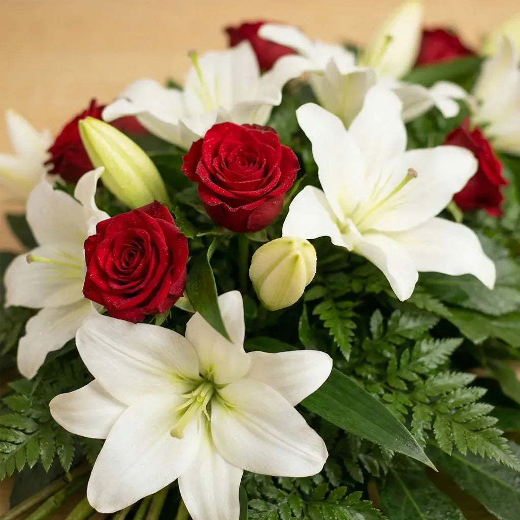 Sympathy Red Rose and Lily Spray