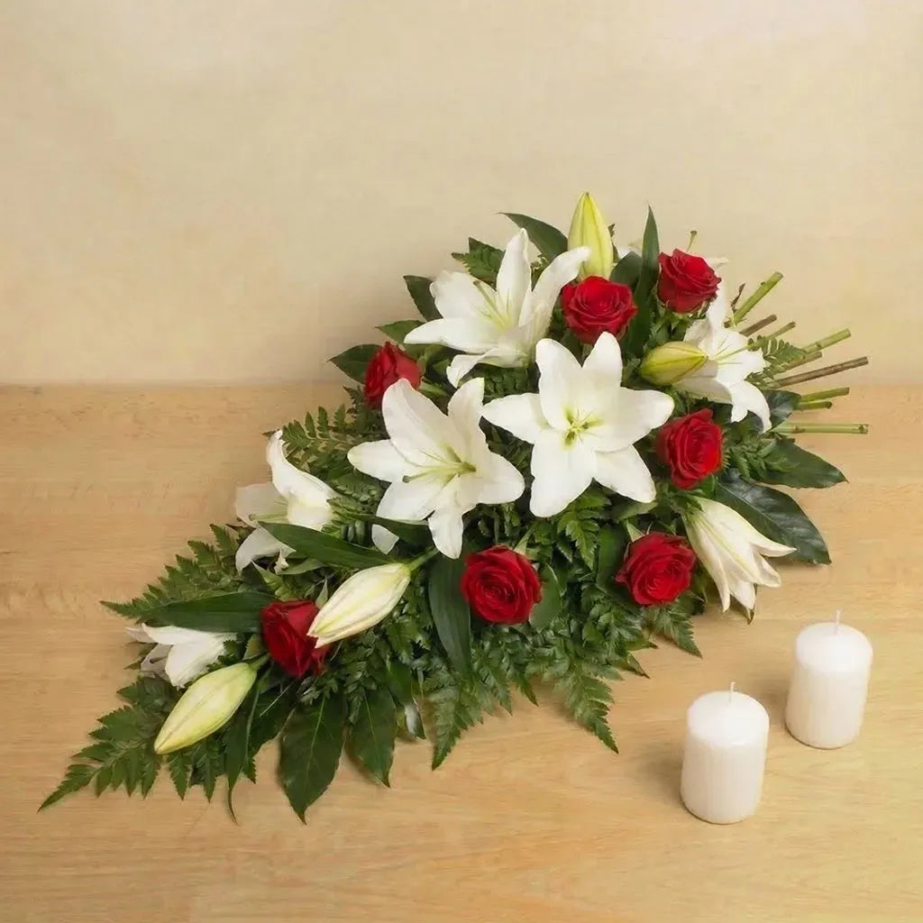 Sympathy Red Rose and Lily Spray