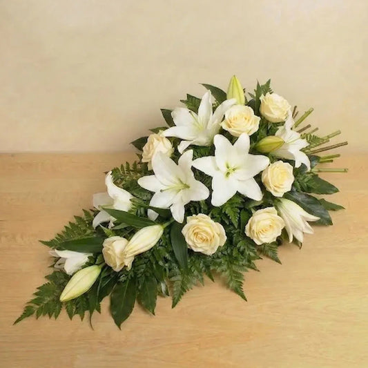 Sympathy White Rose and Lily Spray