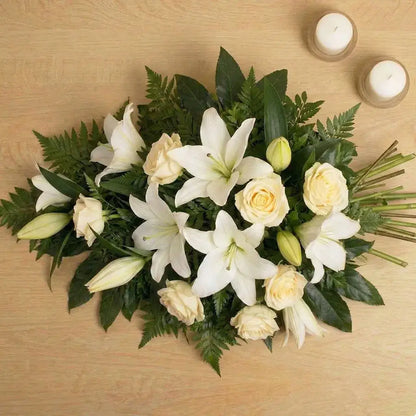 Sympathy White Rose and Lily Spray