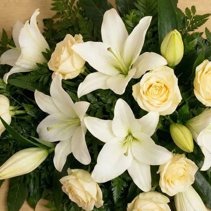 Sympathy White Rose and Lily Spray