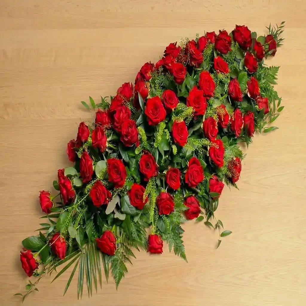 Sympathy Red Rose Casket Spray
