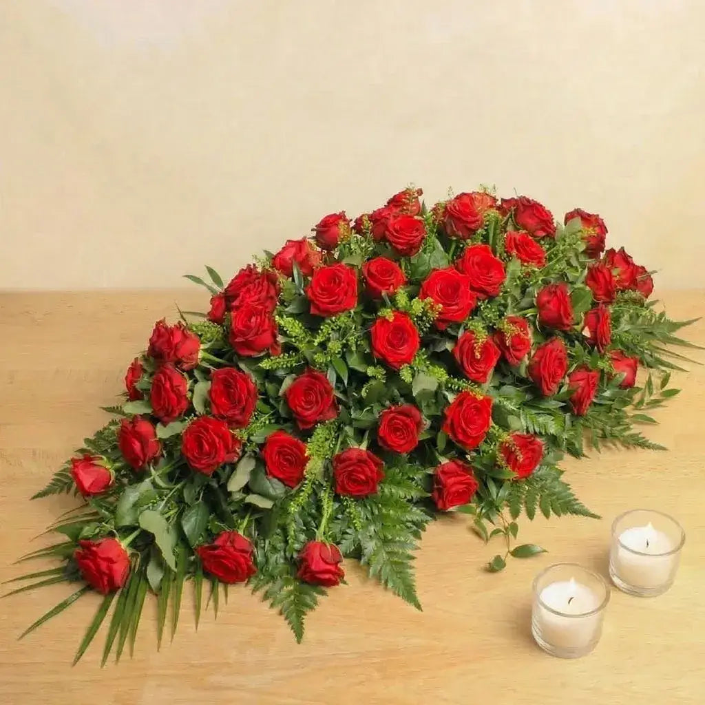 Sympathy Red Rose Casket Spray
