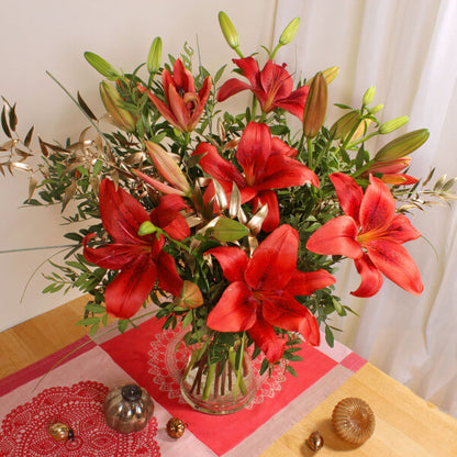 Festive Red Lilies